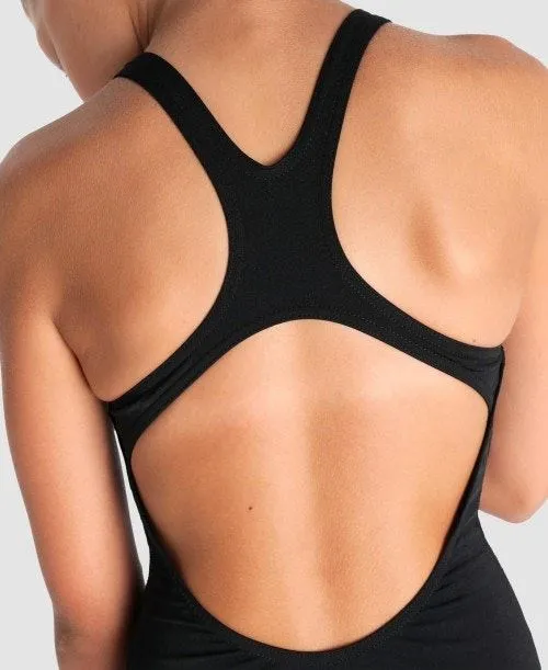 Arena Team Girls Swim Pro Solid 50  UV Protection Sports Swimwear - Black