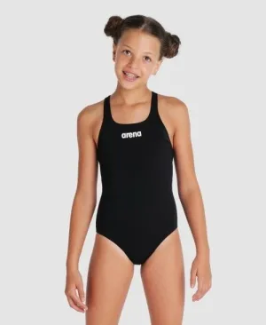 Arena Team Girls Swim Pro Solid 50  UV Protection Sports Swimwear - Black