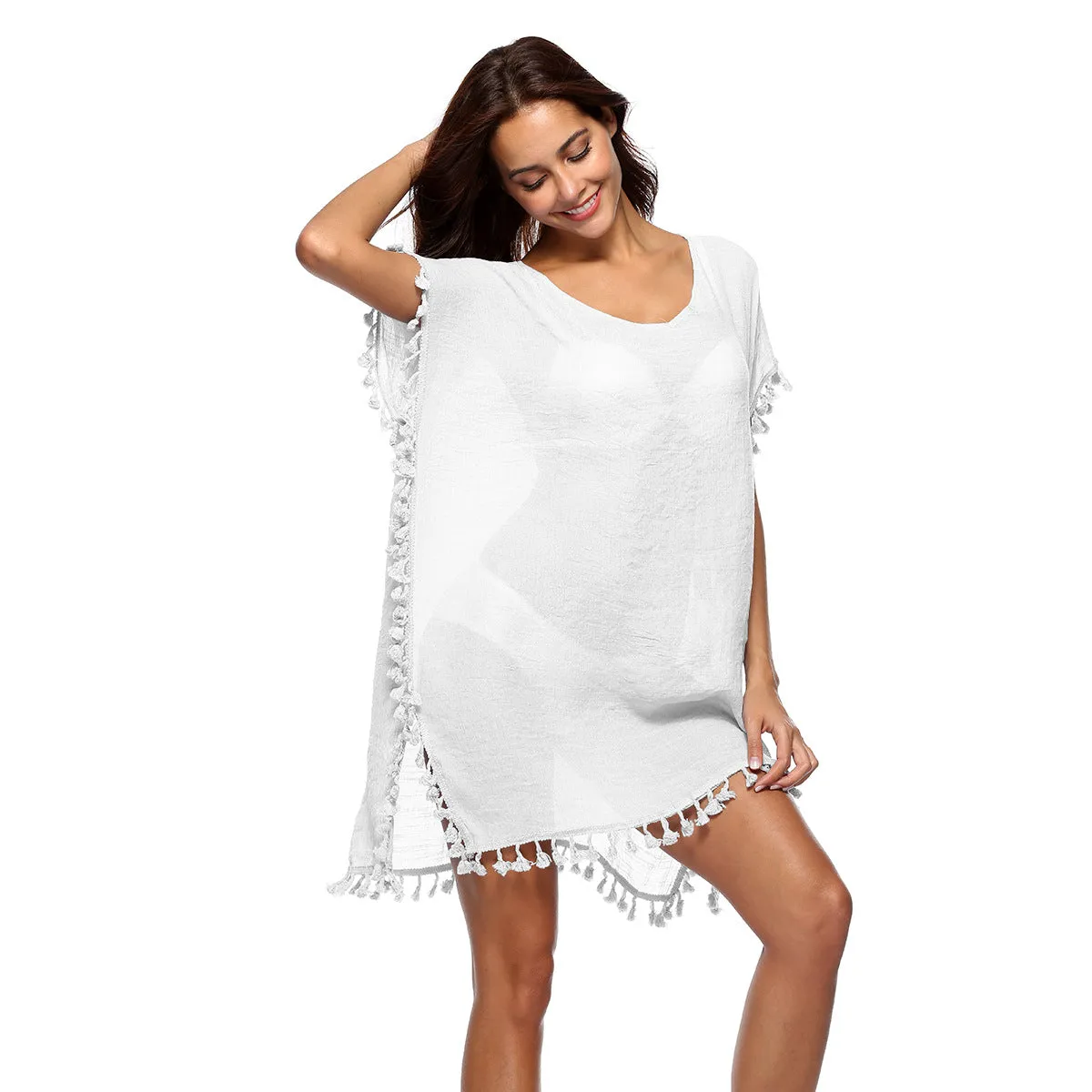 Beach Bunny Swimwear quick dry kaftan- white