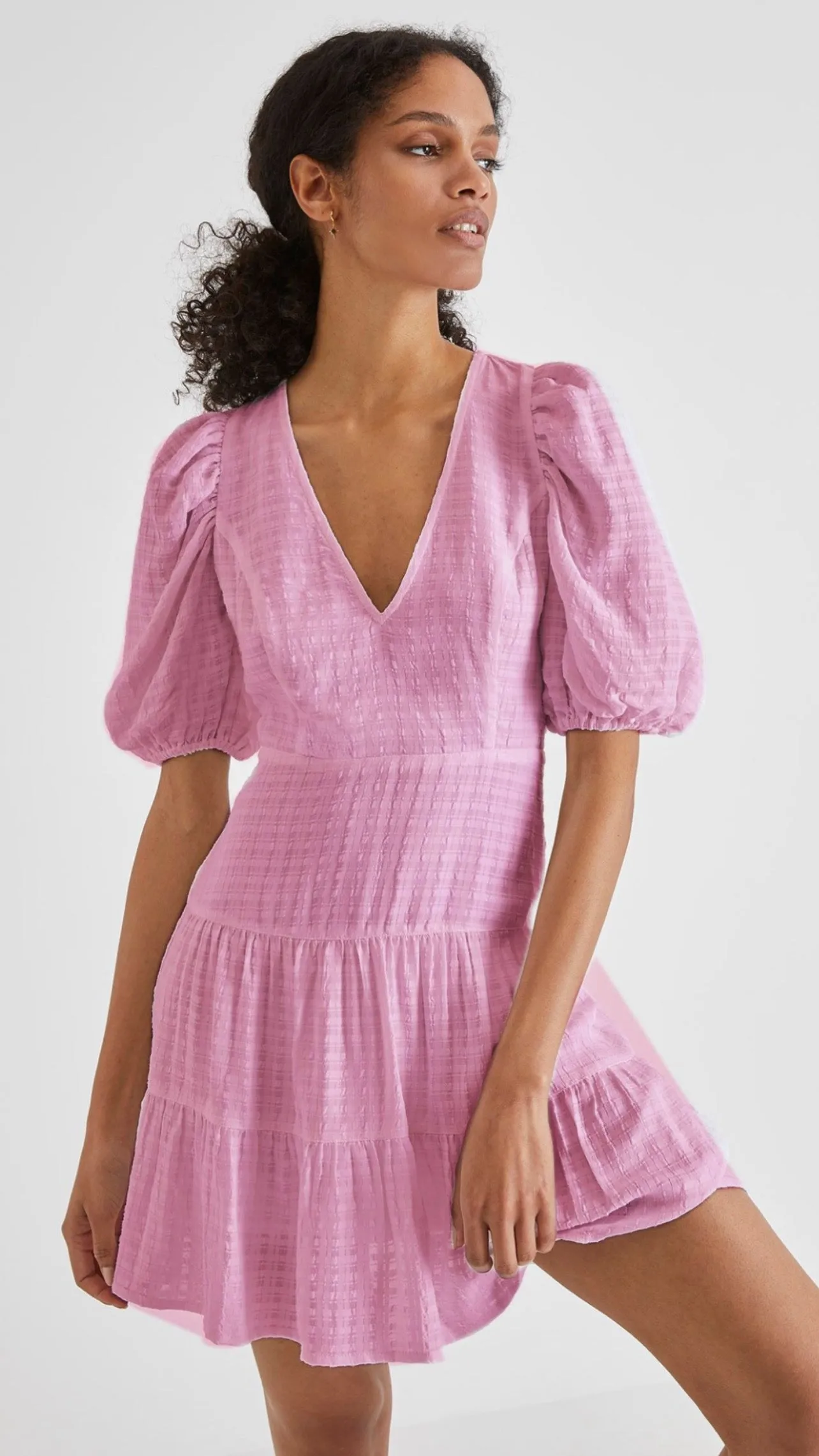 Birch Gingham Tiered Dress