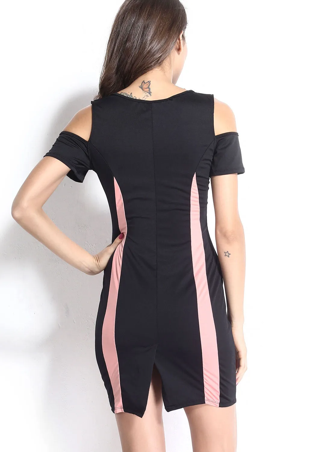 Black Exclusive Bodycon Dress With Drop Shoulders