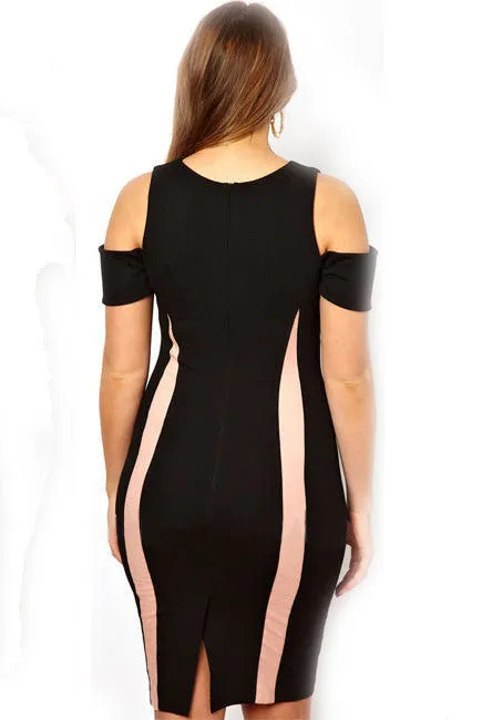 Black Exclusive Bodycon Dress With Drop Shoulders