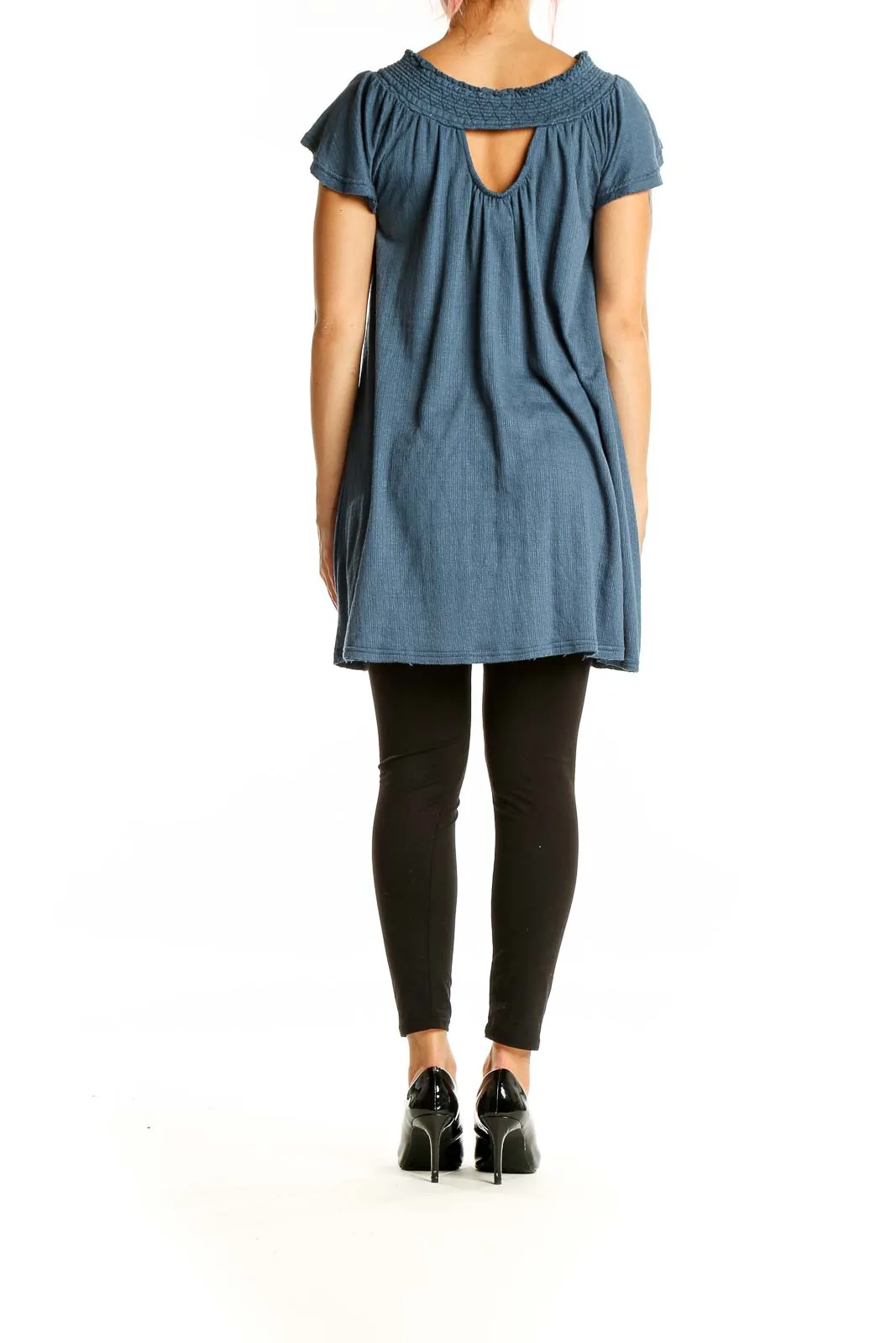 Blue Flowy Off-Shoulder Mini Dress