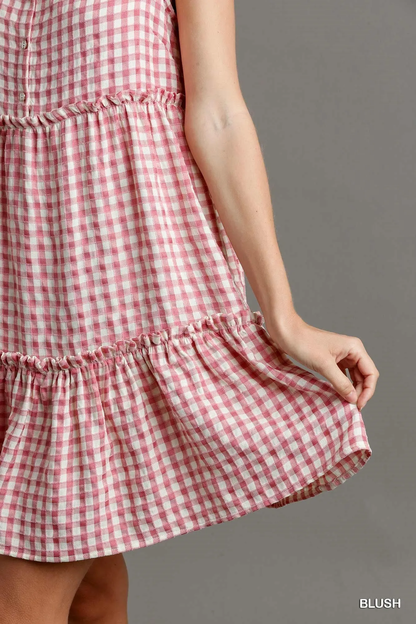 Blush Gingham Tiered Dress