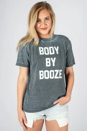 Body by booze acid wash crew neck t-shirt grey/blue