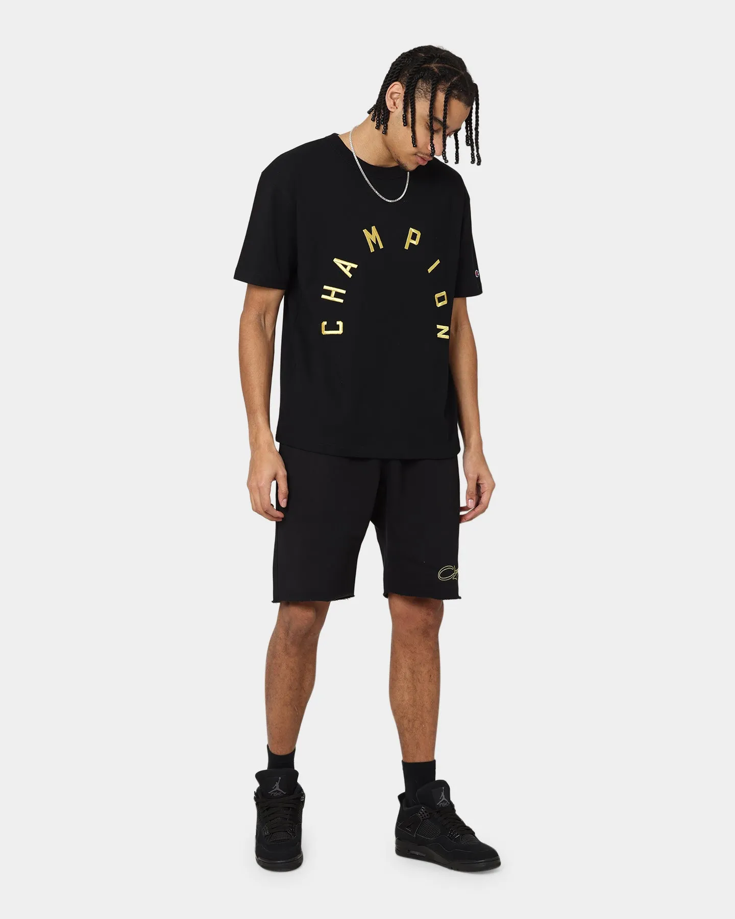 Champion Reverse Weave Terry Relaxed Shorts Black/Gold