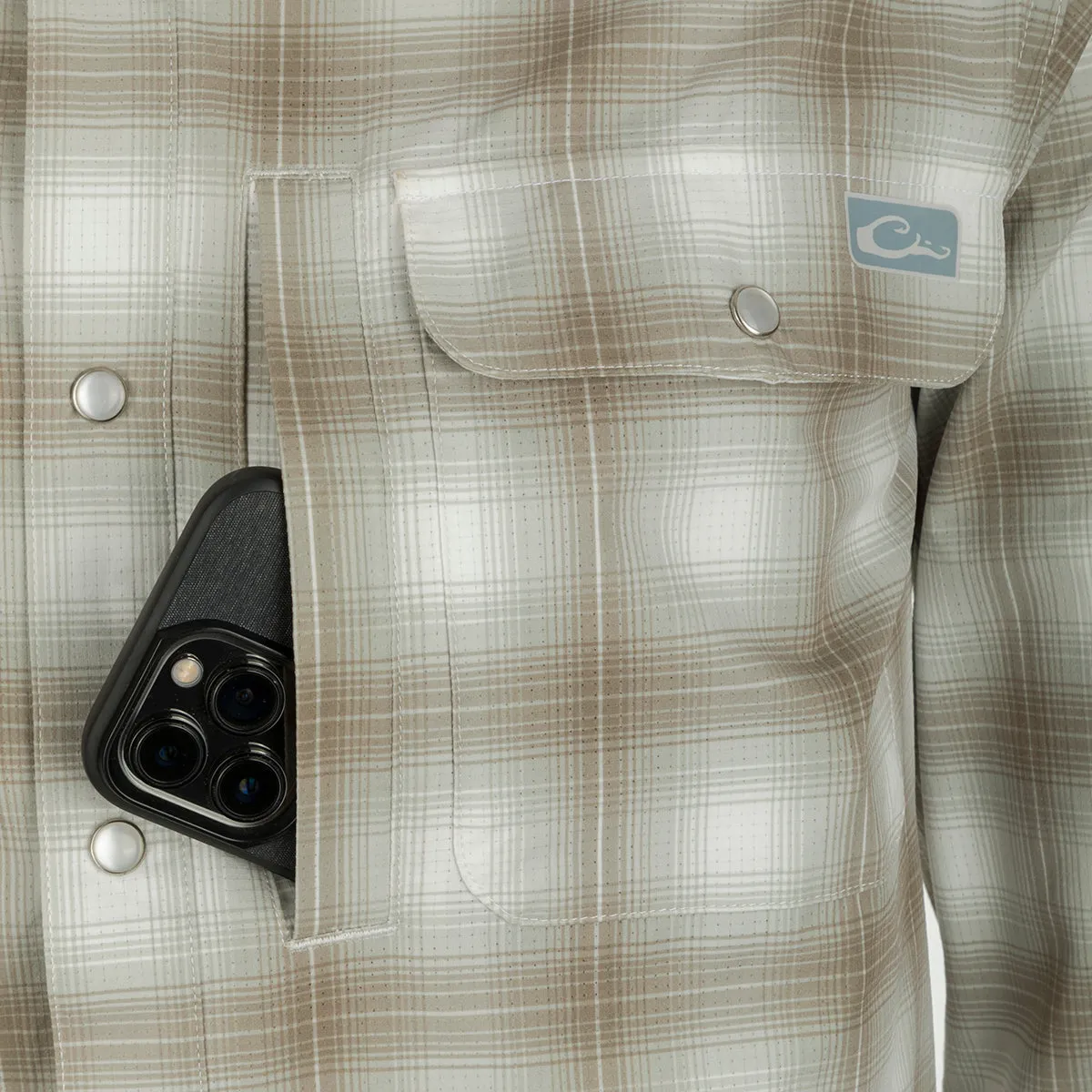 Cinco Ranch Western Plaid Button-Down Long Sleeve Shirt