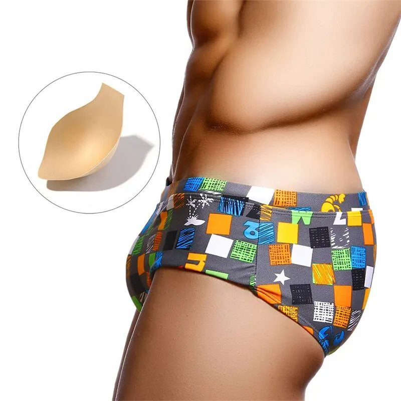 Color Checkered Swim Trunks