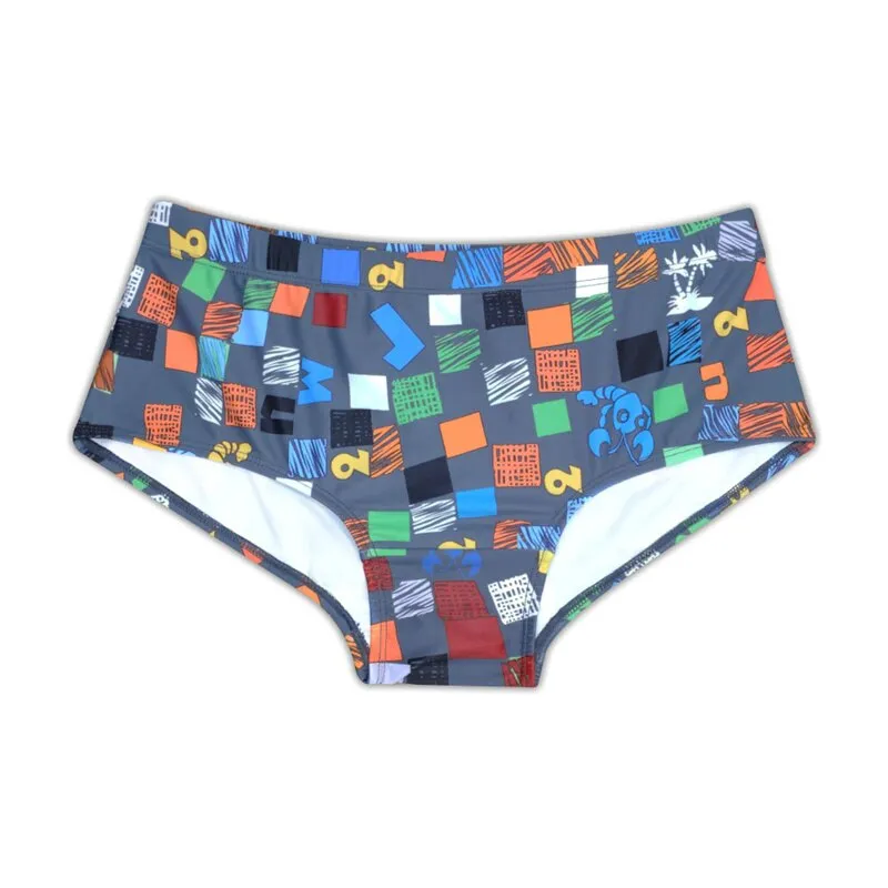 Color Checkered Swim Trunks