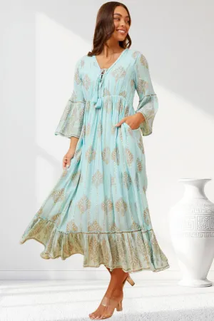 Corsica Aqua & Gold Dress