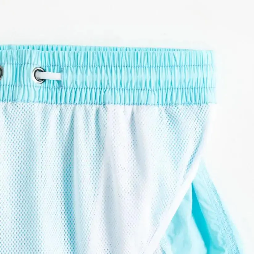 Desmiit Men's Quick-Dry Blue Board Shorts | Stylish Asymmetrical Beach Swimwear