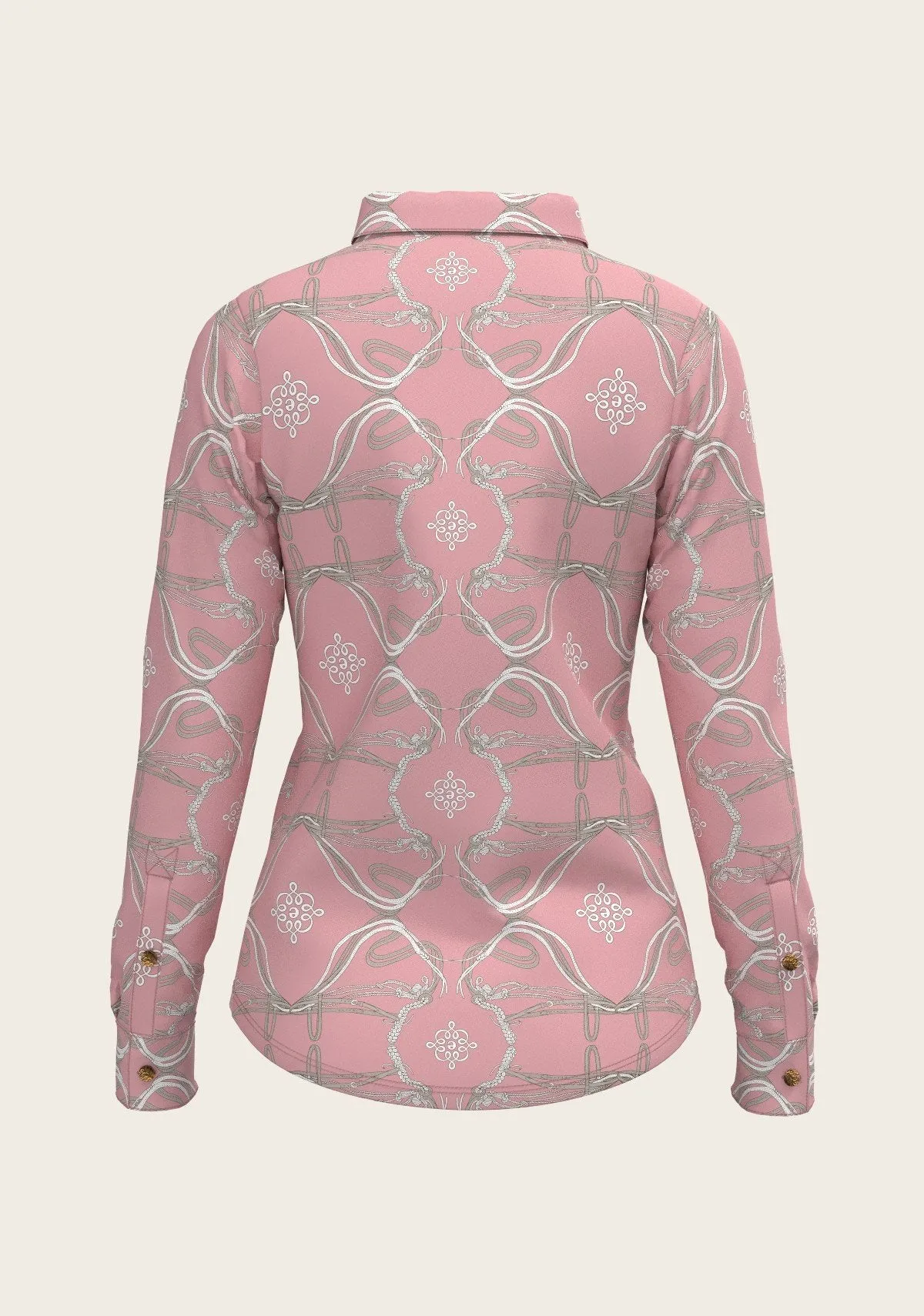 Espoir Everyday  Button Shirt Long Sleeve Roped Bridle  Pink