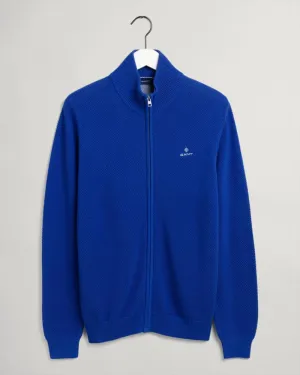 Gant Apparel Mens COTTON PIQUE ZIP CARDIGAN 436/COLLEGE BLUE