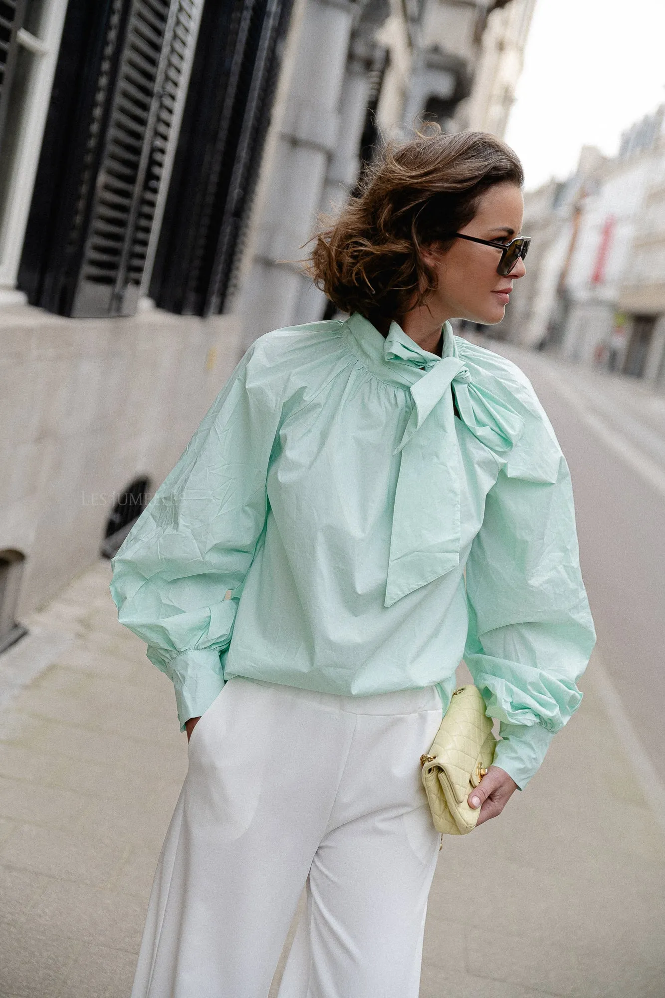 Gloria bow blouse mint