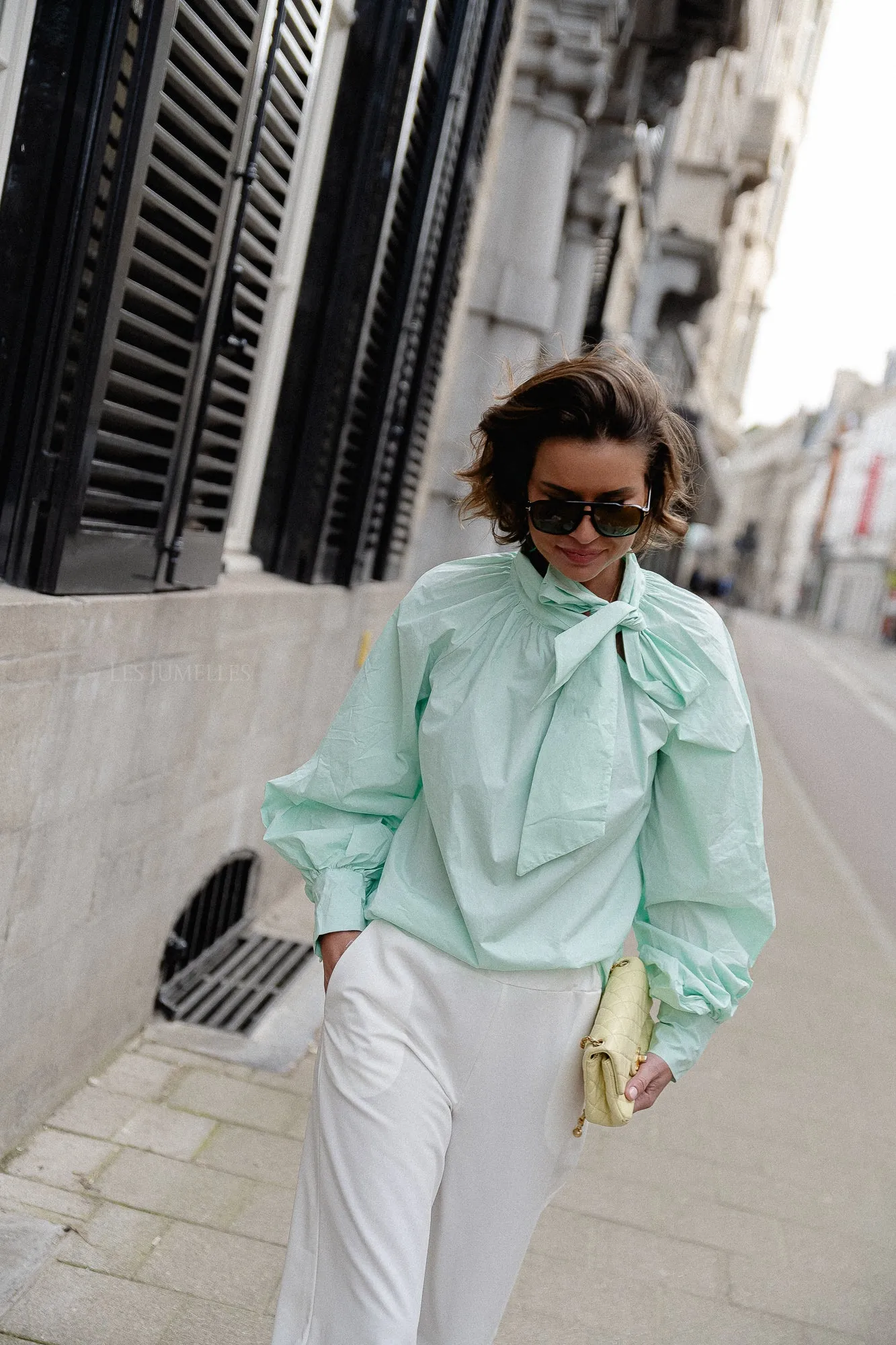 Gloria bow blouse mint