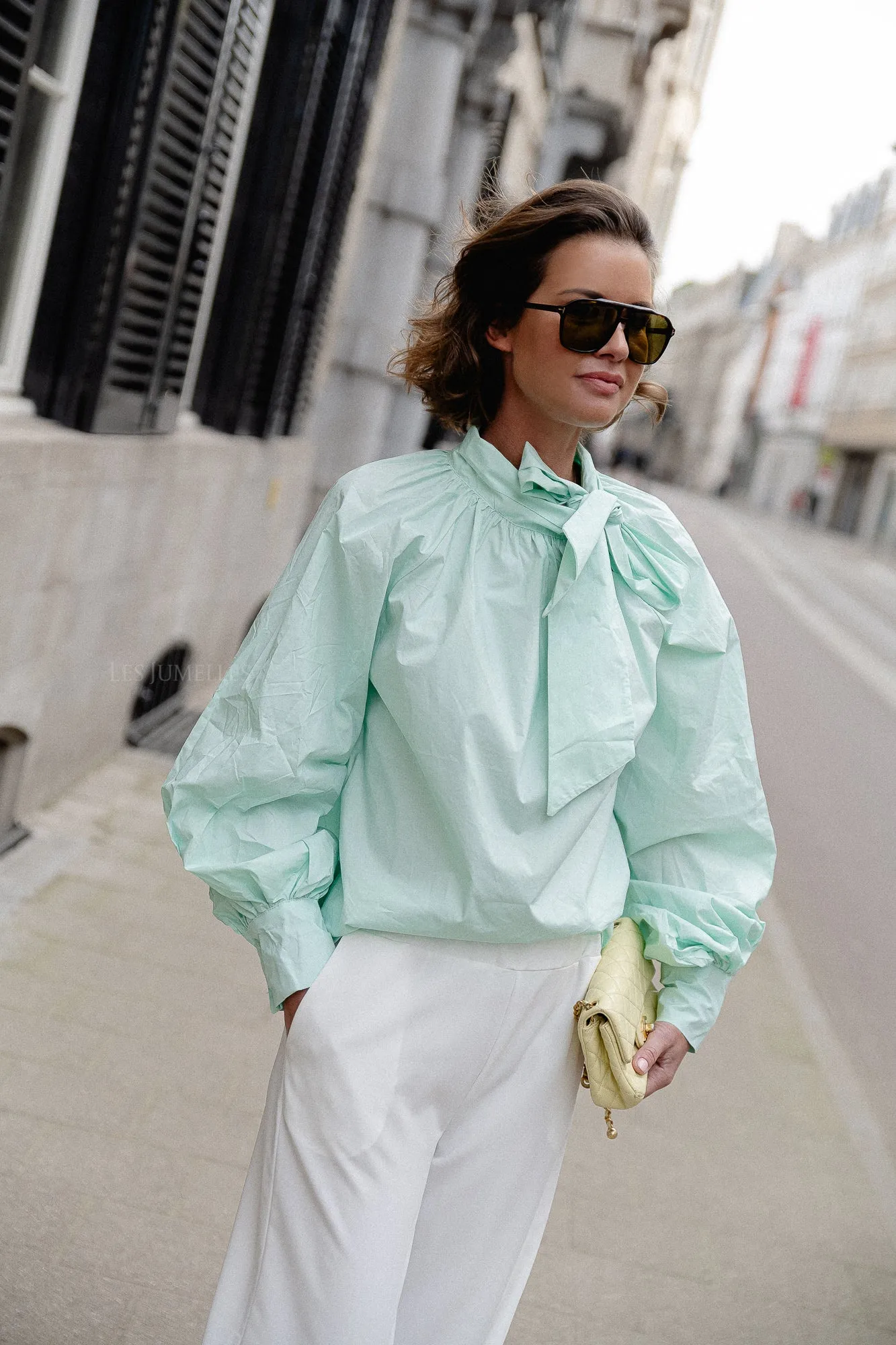 Gloria bow blouse mint