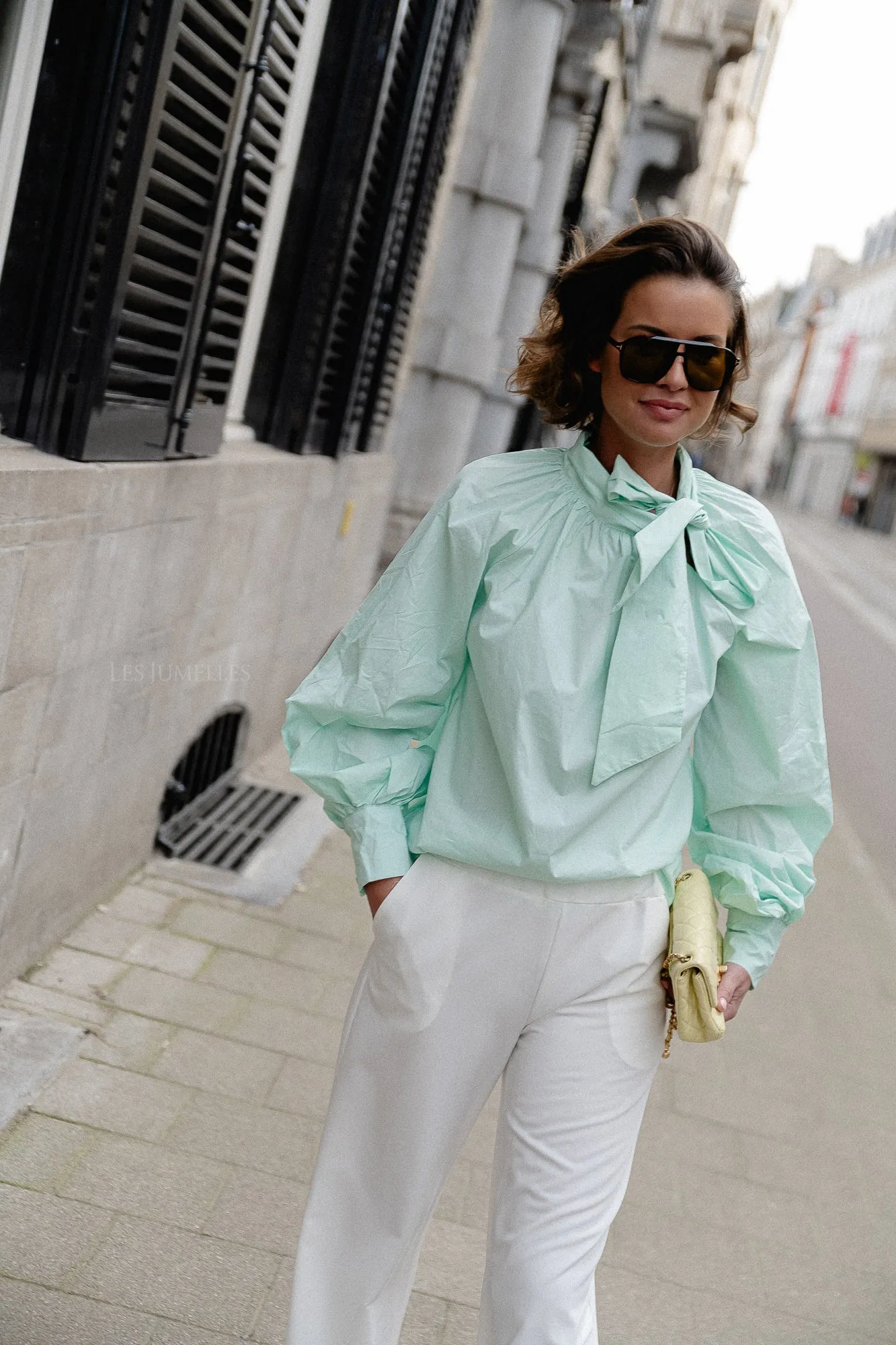 Gloria bow blouse mint