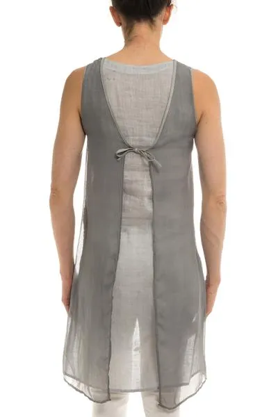 Gobi Sleeveless Chiffon Tunic in Pearl