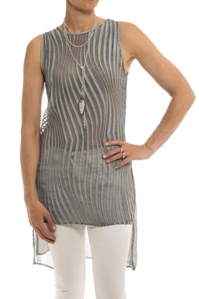 Gobi Sleeveless Chiffon Tunic in Pearl