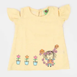 Infant Girls Cotton Top EMB Doll - Yellow