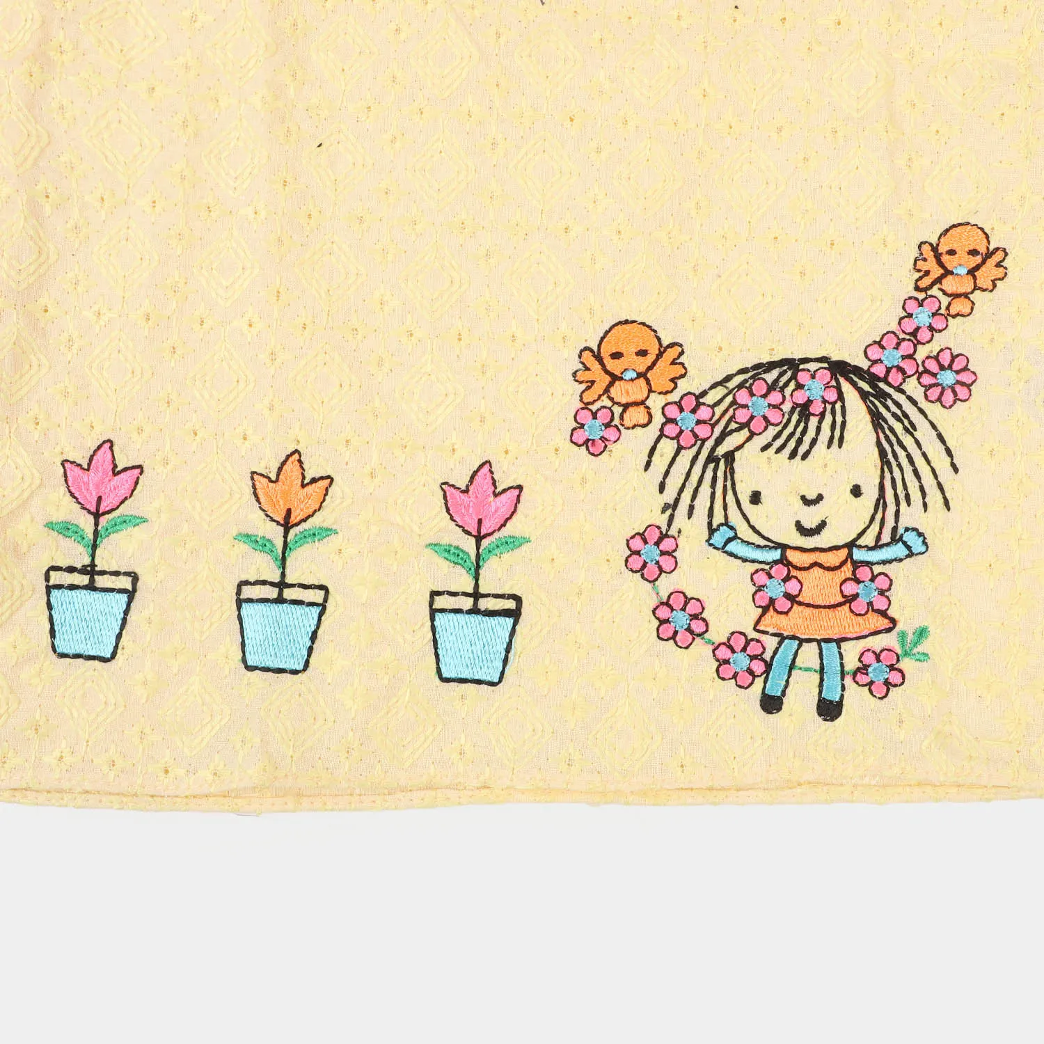 Infant Girls Cotton Top EMB Doll - Yellow