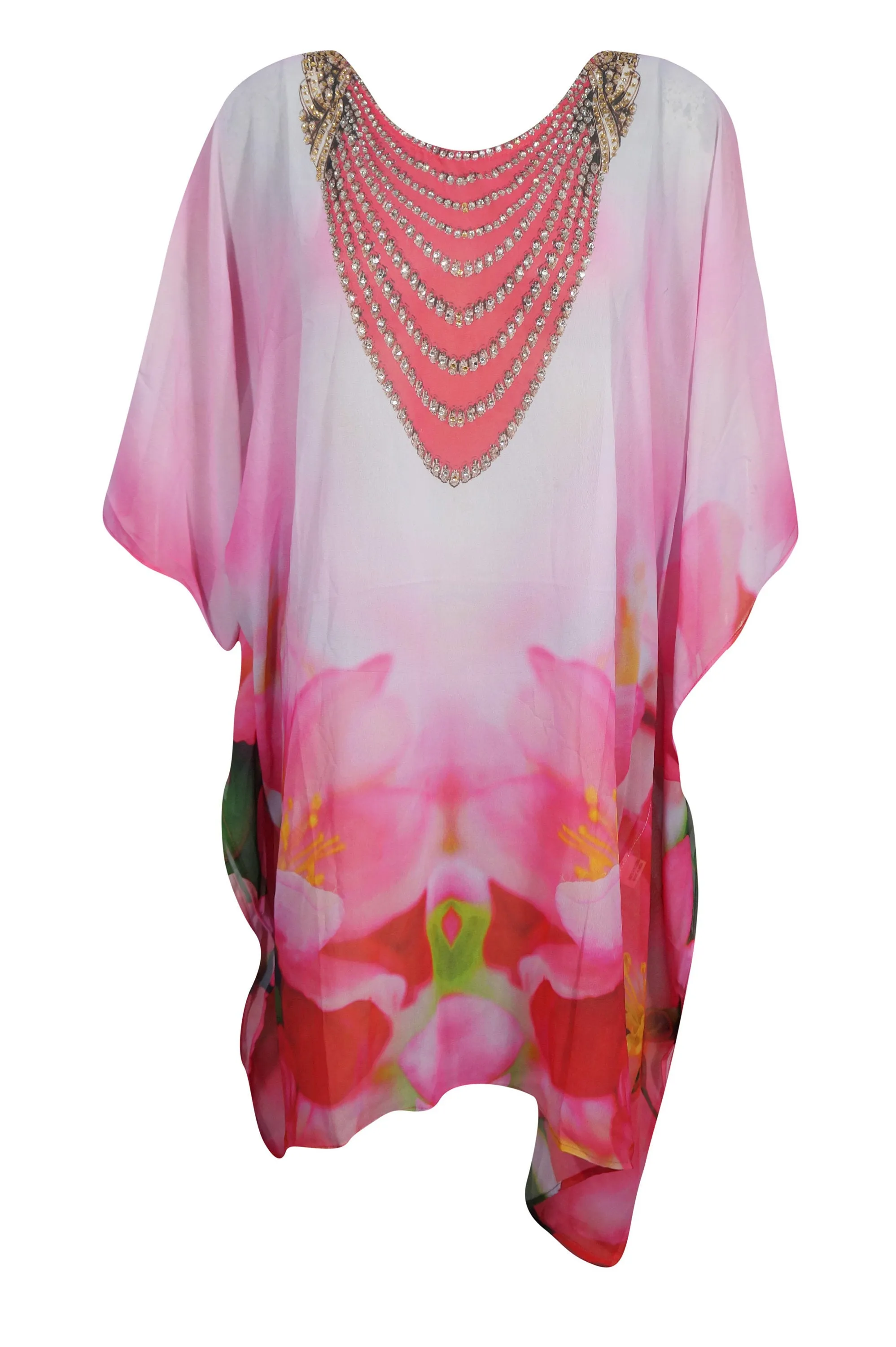Kaftan for Women Jewel Pink Floral Dresses, size