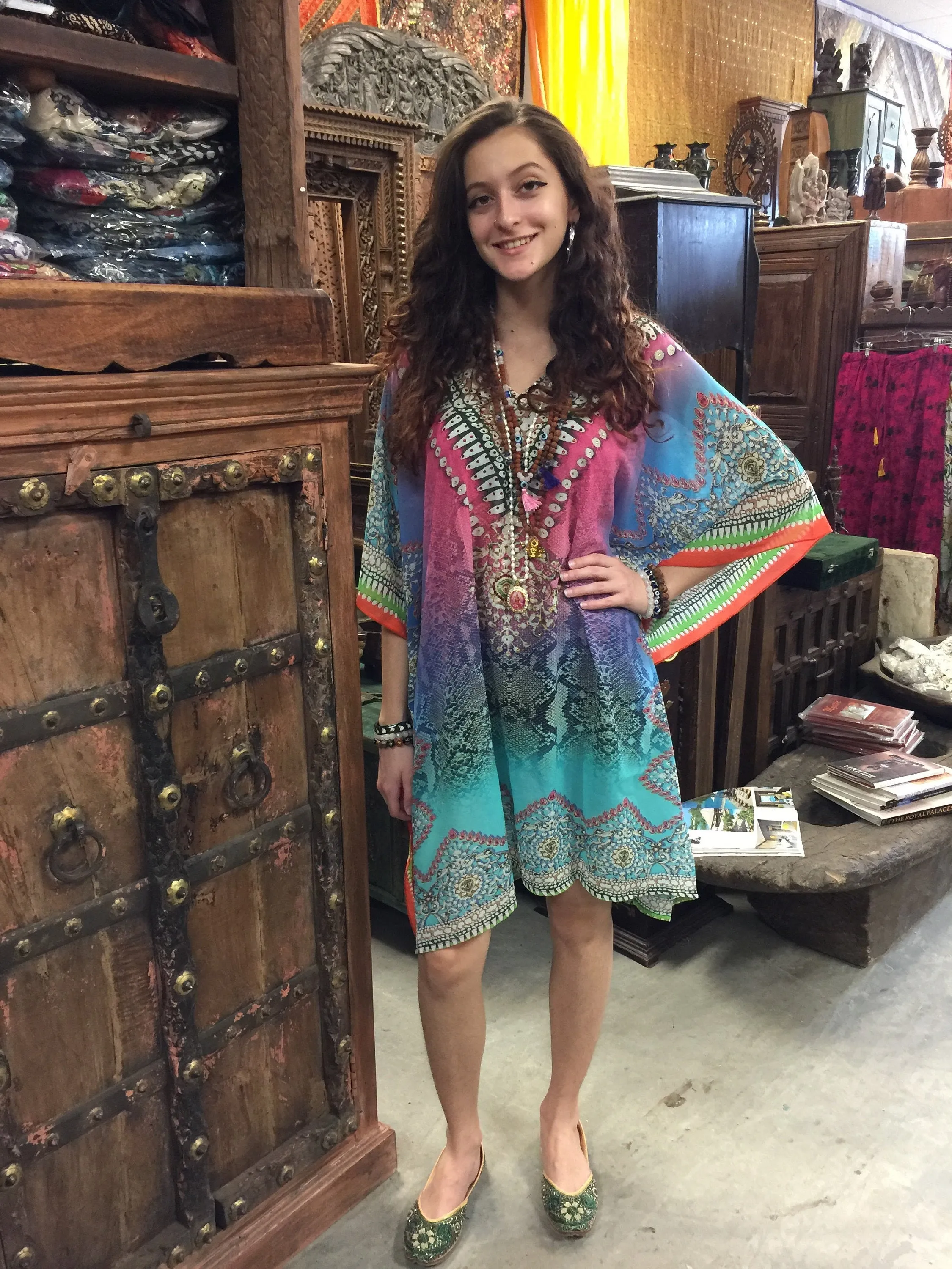 Kaftan for Women Jewel Pink Floral Dresses, size