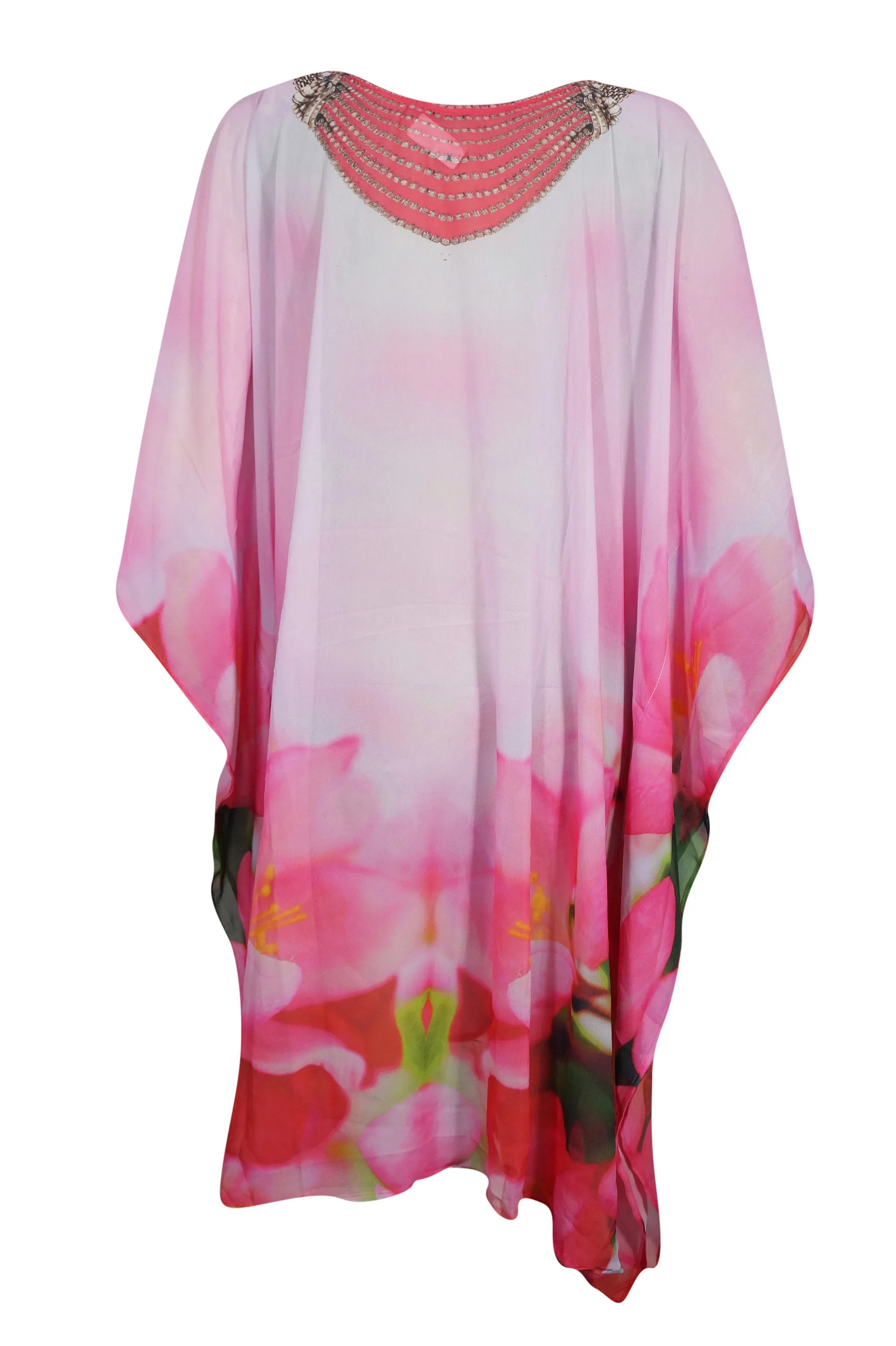 Kaftan for Women Jewel Pink Floral Dresses, size
