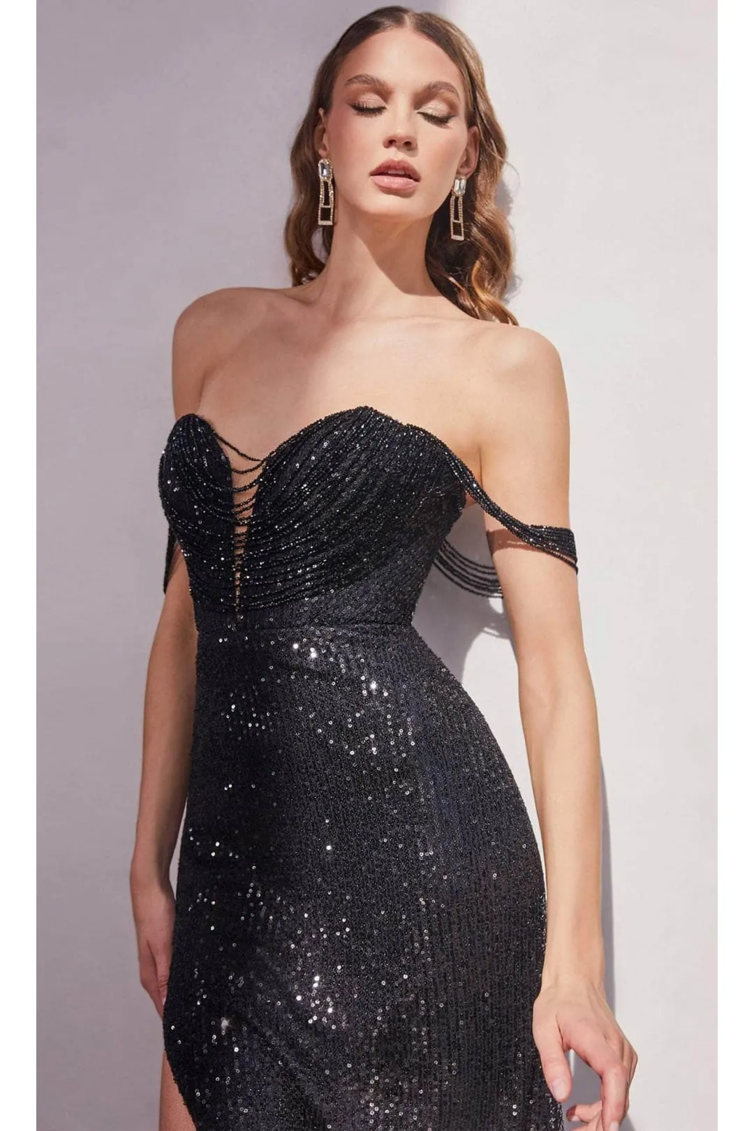 Ladivine CD290 - Beaded Garland Flowy Prom Dress