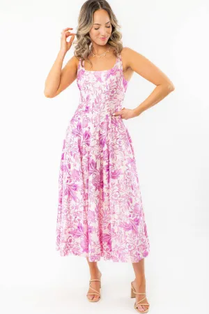 Layton Blush Tropical Print Midi Dress