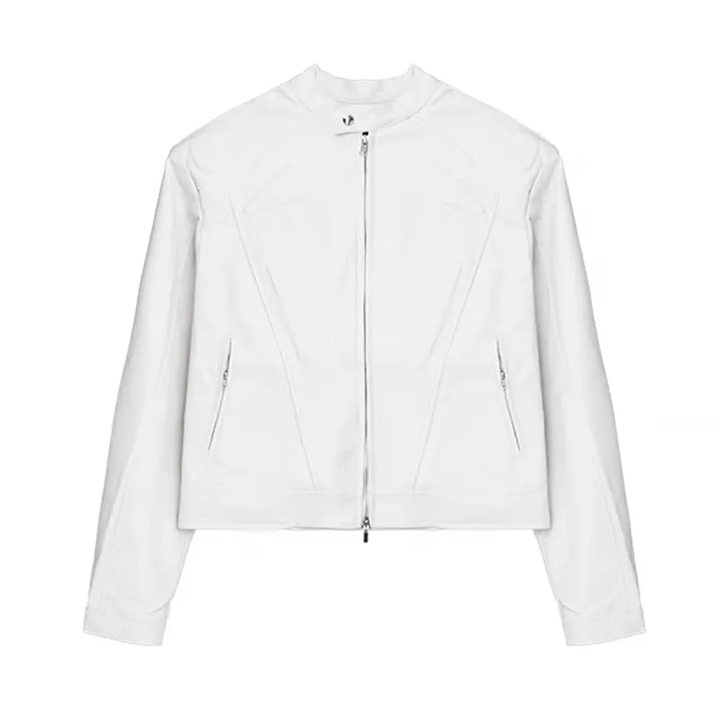 Leather Padded Shoulder Jacket For Men's Short