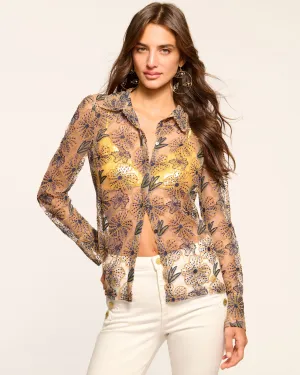 Leda Sheer Embellished Long Sleeve Top