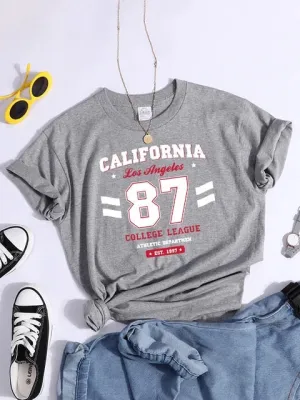Los Angeles, California Est. 1997 Street Letter T-Shirt – Loose Round Neck Tee, Harajuku Hipster Fashion Women’s T-Shirt
