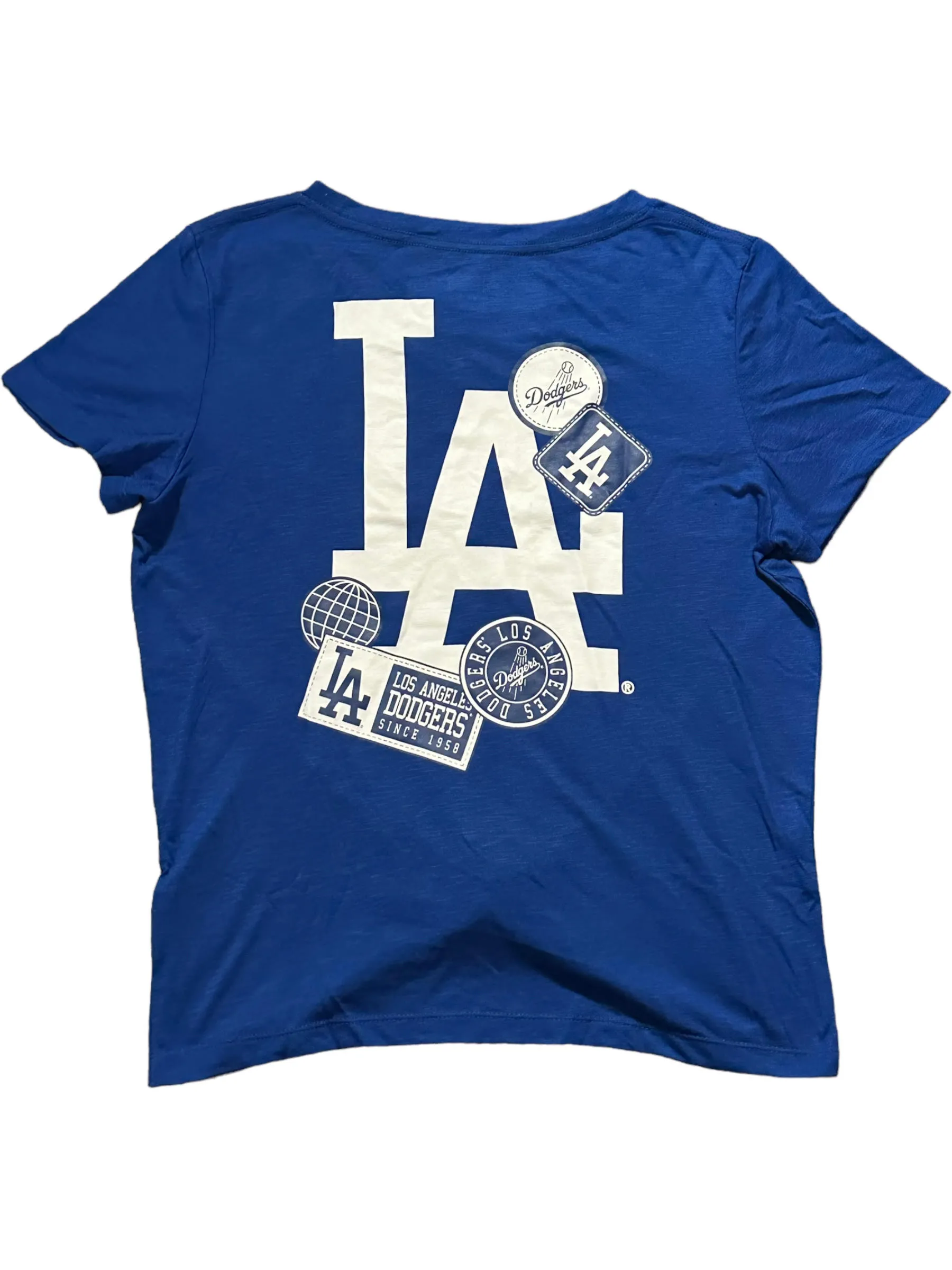 LOS ANGELES DODGERS WOMEN'S STAMPED FRONT KNOT T-SHIRT
