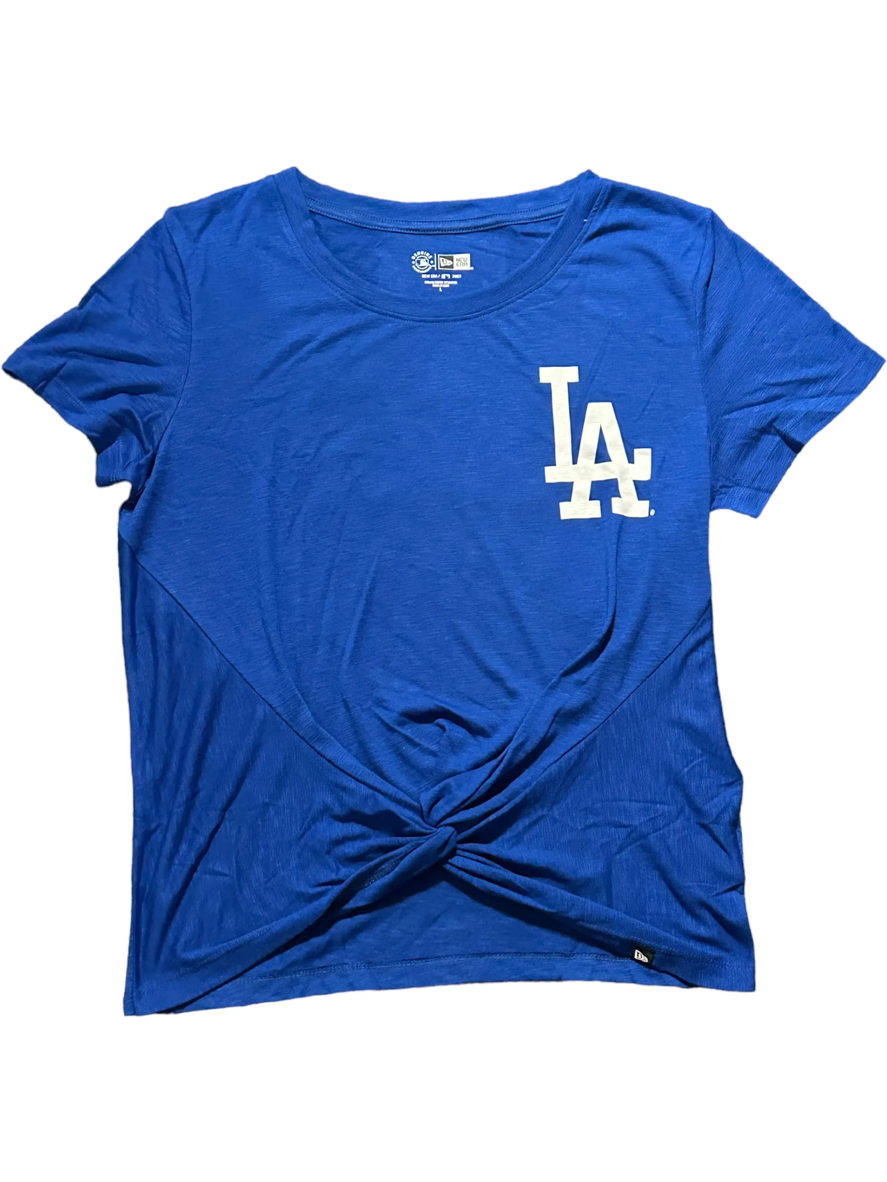 LOS ANGELES DODGERS WOMEN'S STAMPED FRONT KNOT T-SHIRT