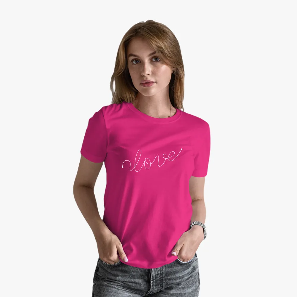 Love - Organic Cotton Short Sleeve Round Neck Graphic T-Shirt for Women
