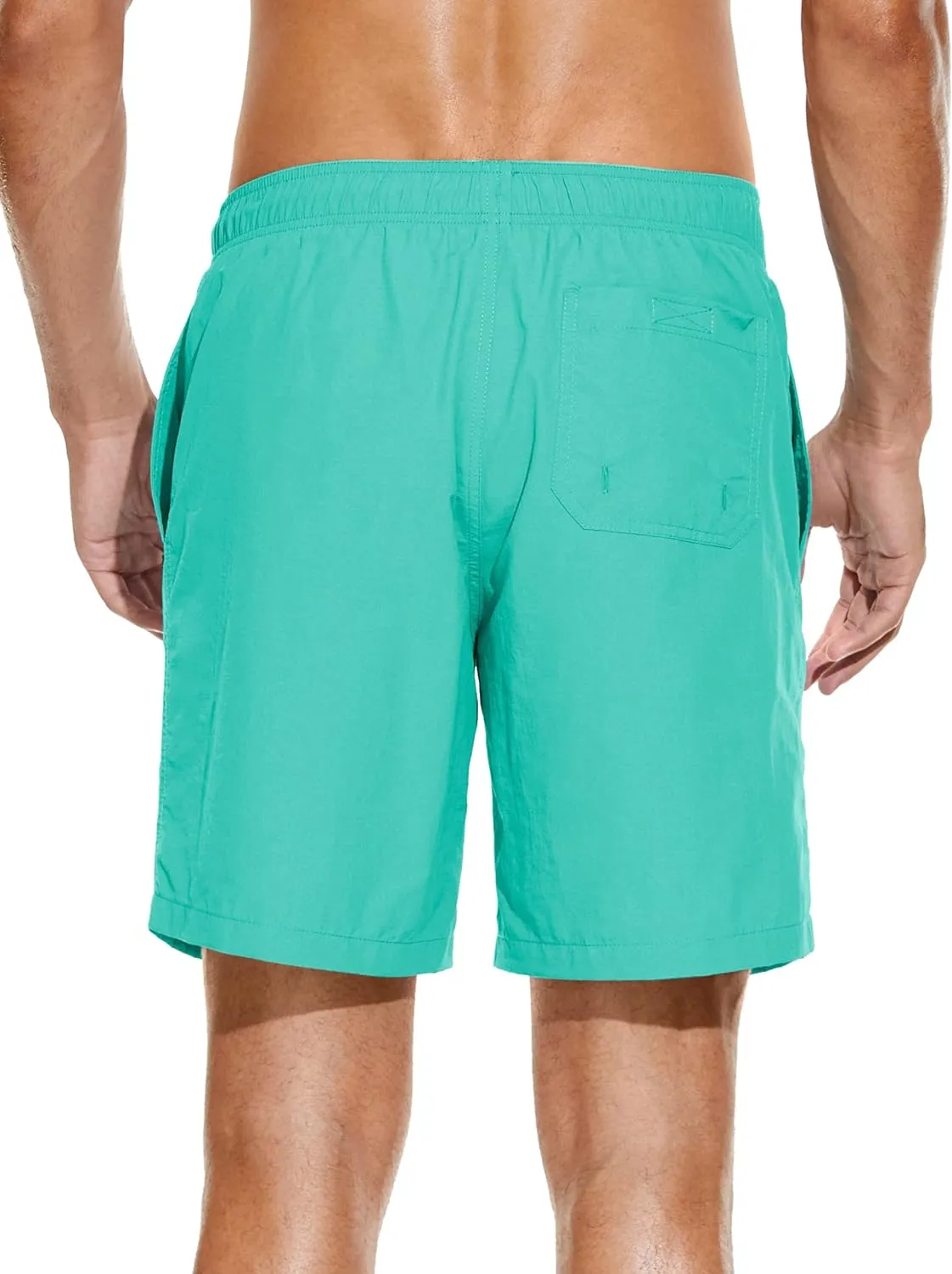 Mens 2in1 Beach Swim Trunks with Compression Liner, Quick Dry Swimming Shorts with Pockets