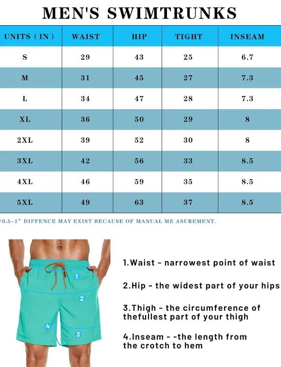 Mens 2in1 Beach Swim Trunks with Compression Liner, Quick Dry Swimming Shorts with Pockets
