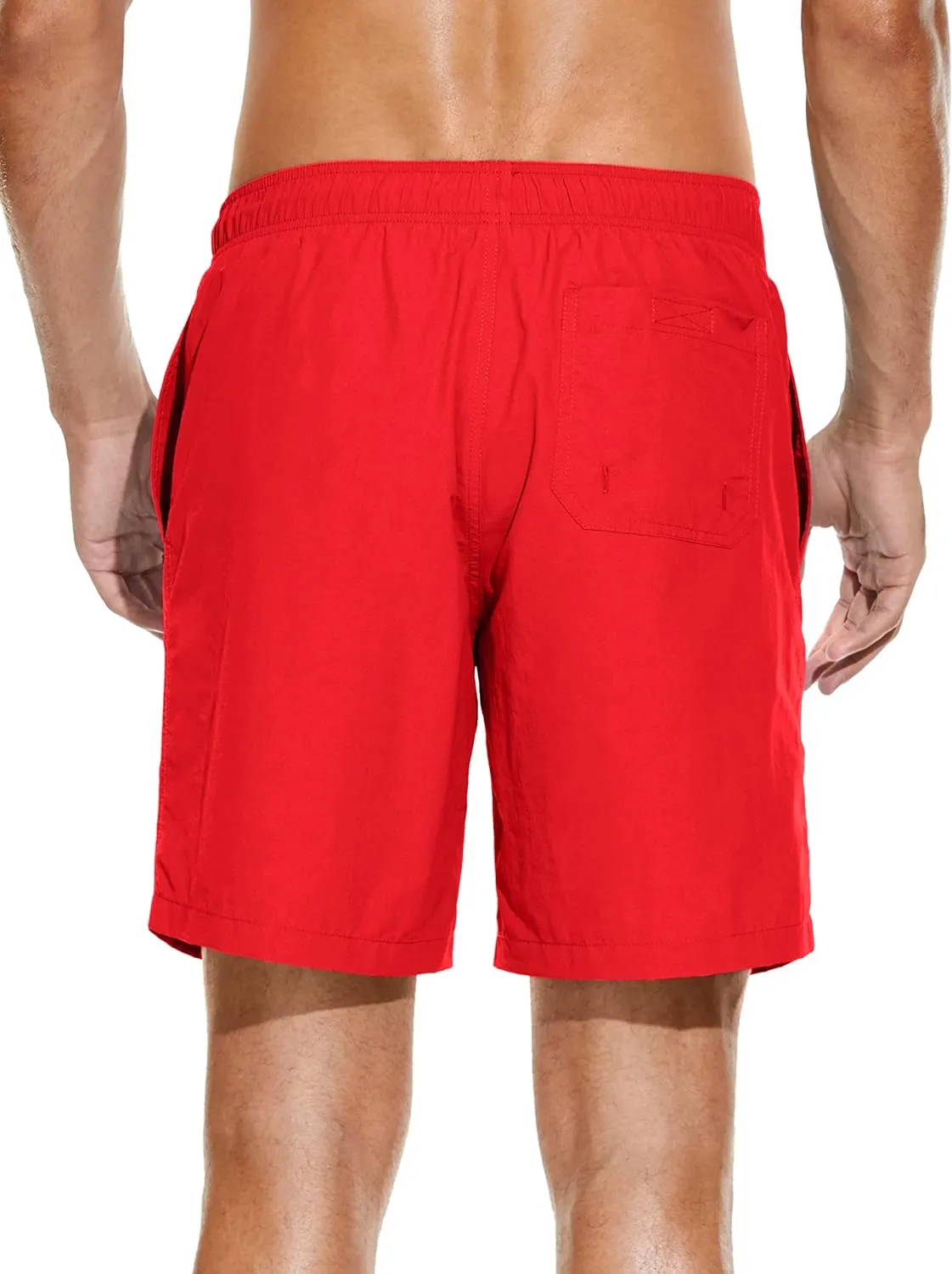 Mens 2in1 Beach Swim Trunks with Compression Liner, Quick Dry Swimming Shorts with Pockets
