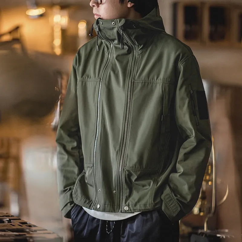 Men's Double Zipper Hooded Windproof Jacket