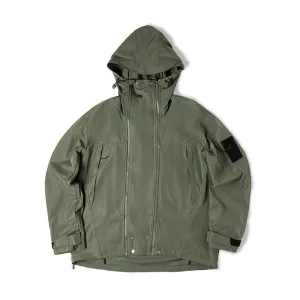 Men's Double Zipper Hooded Windproof Jacket