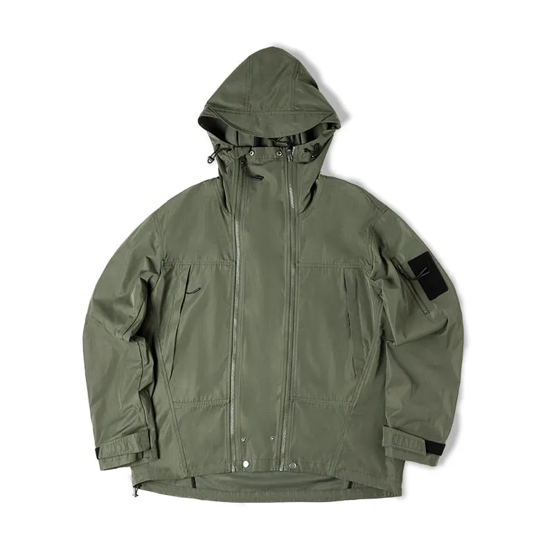 Men's Double Zipper Hooded Windproof Jacket