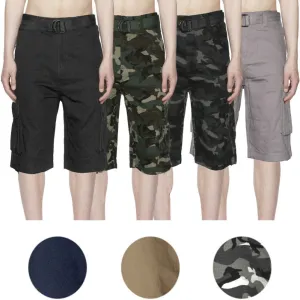 Men's Shorts Cargo Pocket Casual Lightweight Cotton Active Belted Cargo Shorts