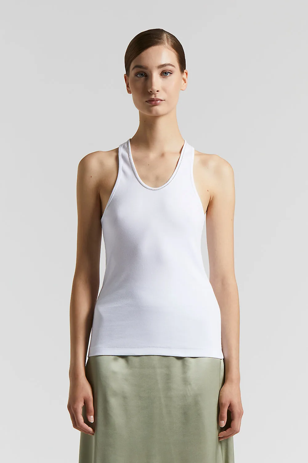 Micro rib jersey stretch top