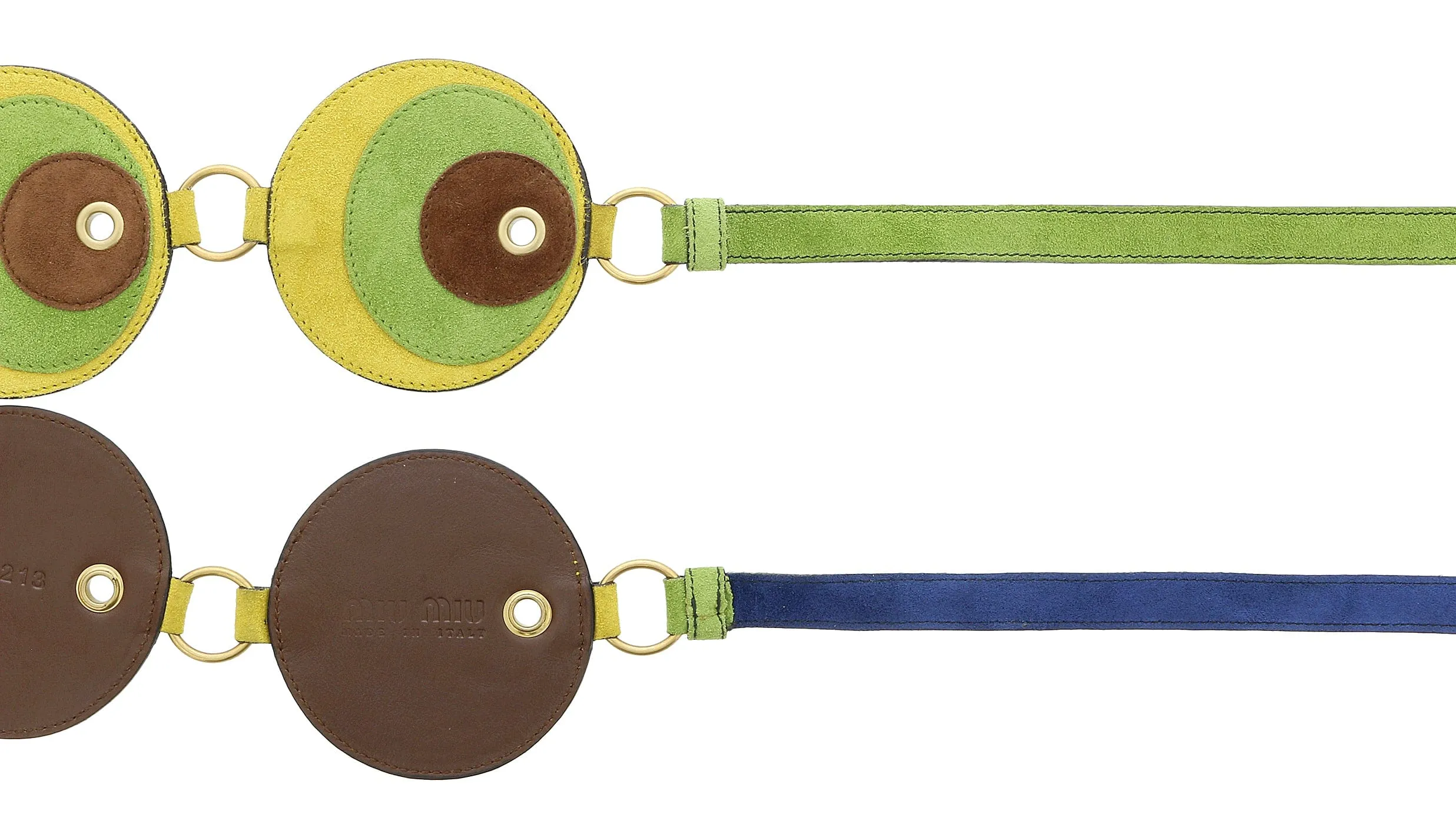 Miu Miu Yellow Lime Suede Patch Tie On Belt-