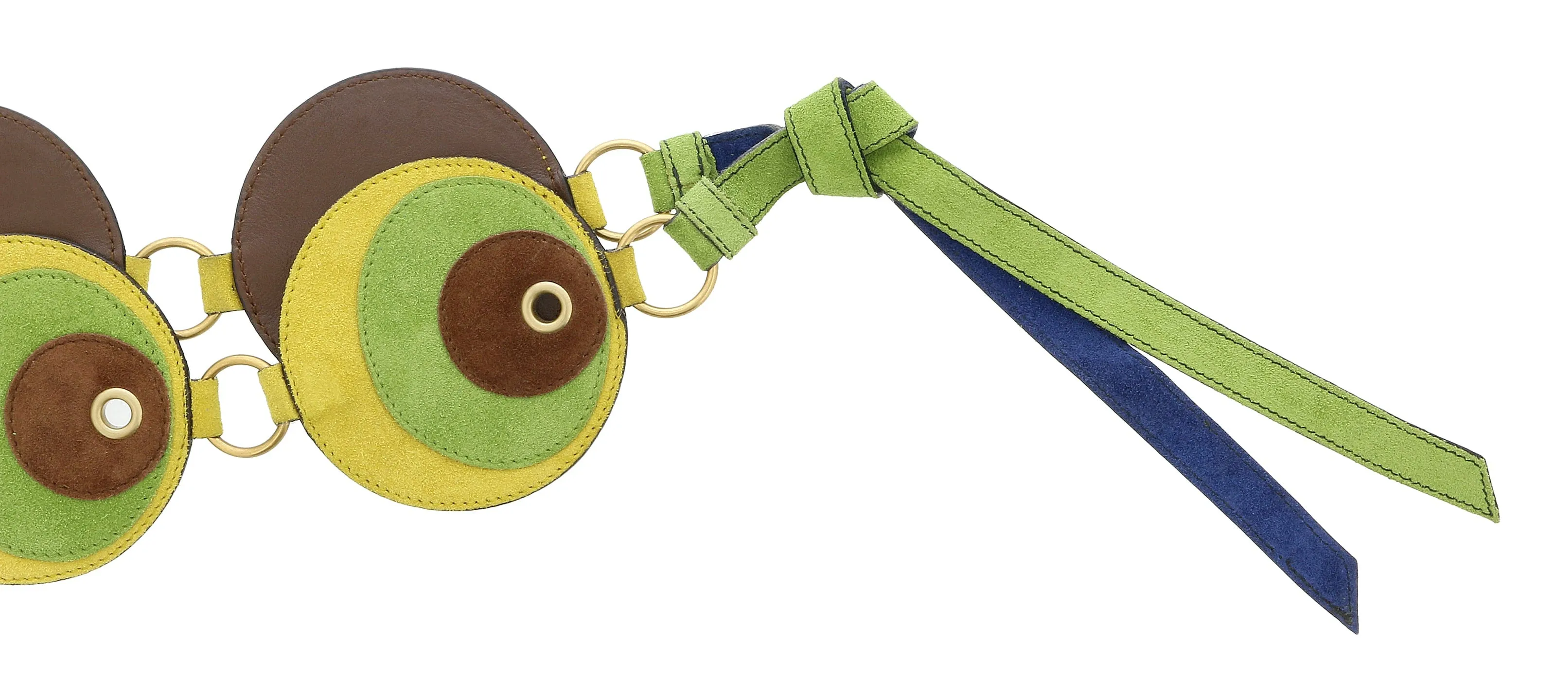 Miu Miu Yellow Lime Suede Patch Tie On Belt-