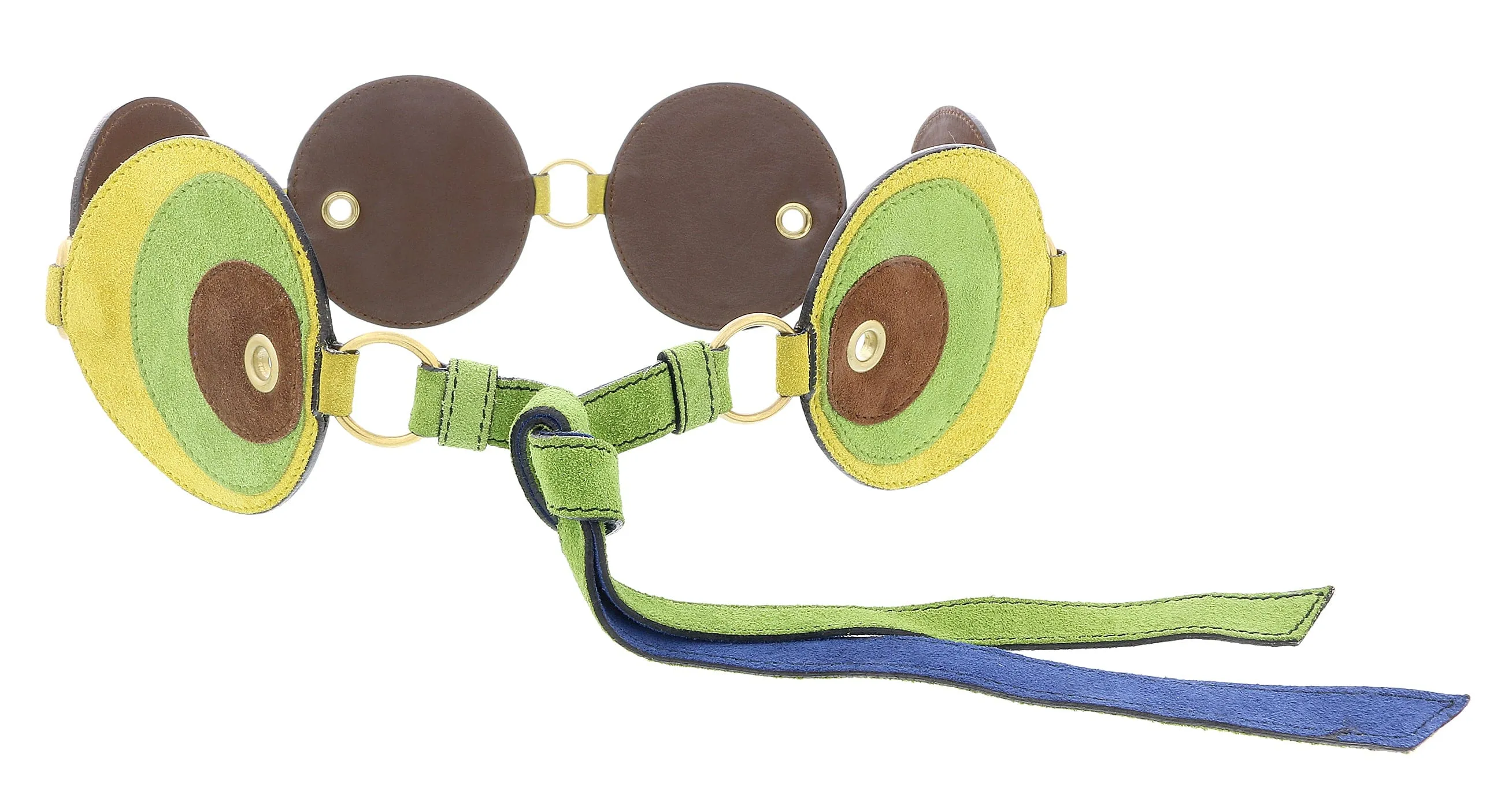 Miu Miu Yellow Lime Suede Patch Tie On Belt-