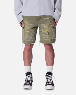 MNML Distressed Cargo Shorts Olive
