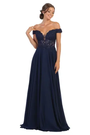Navy Blue Bridesmaid Dresses-Inexpensive Chiffon Off Shoulder MQ1714 Navy Blue Bridesmaid Dresses-Inexpensive Chiffon Off Shoulder MQ1714