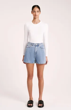 Organic Mom Short WASHED BLUE